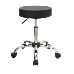 GLORY Σκαμπό, Βάση Χρώμιο, PU Μαύρο, Ρυθμιζόμενο Ύψος, Περιστρεφόμενο, Τροχήλατο Ε-00018127 ΕΜ406 (ΣΕΤ ΤΩΝ 2)