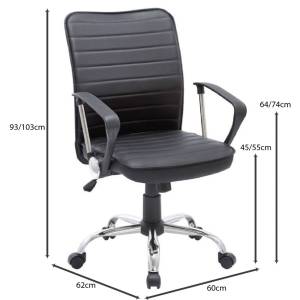 BF3450 Πολυθρόνα Γραφείου Μέταλλο Βάση Χρώμιο, Pvc Μαύρο Ε-00018618 ΕΟ219