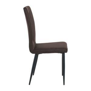 MINA Καρέκλα Tραπεζαρίας Κουζίνας, Μέταλλο Βαφή Μαύρο, Ύφασμα Σκούρο Καφέ Ε-00018969 ΕΜ761,3 (ΣΕΤ ΤΩΝ 6)