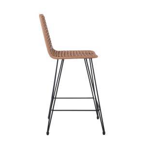 SALSA Σκαμπό BAR με Πλάτη, Μέταλλο Βαφή Μαύρο, Wicker Φυσικό Ε-00020917 Ε252,1