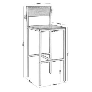 STAB Σκαμπό BAR με Πλάτη, Μέταλλο Βαφή Ανθρακί, Κάθισμα Απόχρωση Antique Brown Ε-00021322 ΕΜ9801 (ΣΕΤ ΤΩΝ 4)