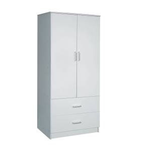 CLOSET Ντουλάπα Δίφυλλη, Ράφι, Θέσεις για Κρεμάστρες, 2 Συρτάρια, Απόχρωση Άσπρο Ε-00021898 Ε8384,1