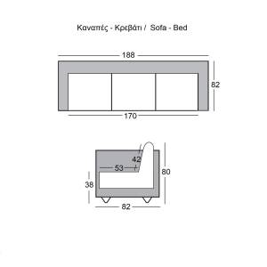 WELLS Καναπές - Κρεβάτι Σαλονιού - Καθιστικού, Pu Μπεζ Ε-00022627 Ε9681,3
