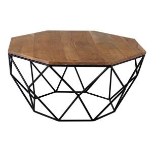 GLEN Τραπεζάκι Σαλονιού Καθιστικού, Μέταλλο Βαφή Μαύρο, Ξύλο Ακακία Φυσικό Ε-00022661 ΕΑ7081