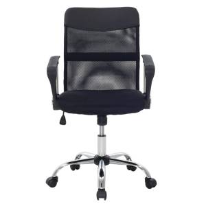BF2401 Πολυθρόνα Γραφείου Medium, Βάση Χρώμιο, Ύφασμα & Mesh Απόχρωση Μαύρο Ε-00023501 ΕΟ610,1