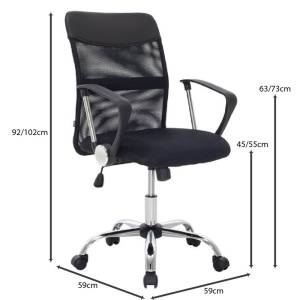 BF2401 Πολυθρόνα Γραφείου Medium, Βάση Χρώμιο, Ύφασμα & Mesh Απόχρωση Μαύρο Ε-00023501 ΕΟ610,1