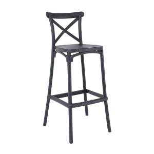 DESTINY Σκαμπό BAR με Πλάτη, PP Ανθρακί, Στοιβαζόμενο Ε-00023653 Ε388,2