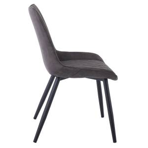 MORGAN Καρέκλα Τραπεζαρίας Σαλονιού, Μέταλλο Βαφή Μαύρο, Ύφασμα Suede Γκρι Ε-00023962 ΕΜ169,4 (ΣΕΤ ΤΩΝ 4)