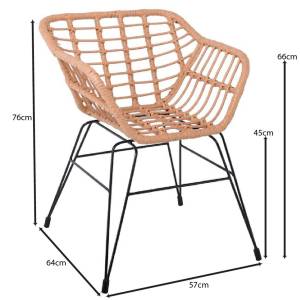 SALSA-S Πολυθρόνα Κήπου, Μέταλλο Βαφή Μαύρο, Wicker Φυσικό (χωρίς μαξιλάρι) Ε-00024051 Ε2442,1