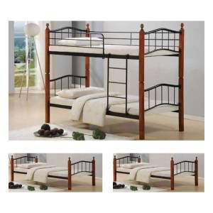 BUTTON Κρεβάτι Κουκέτα Μέταλλο Βαφή Μαύρο, Ξύλο Καρυδί Ε-00012157 Ε8038