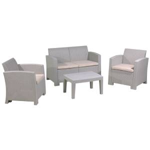 SAVANNA Set Σαλόνι Κήπου Βεράντας K/D, PP-UV Sand Grey Μαξιλάρια Μπεζ Ε-00018588 Ε352,1
