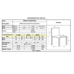 DINO Καρέκλα Tραπεζαρίας Κουζίνας, Μέταλλο Χρώμιο Κερασί, Pvc Εκρού Ε-00007604 ΕΜ919,3 (ΣΕΤ ΤΩΝ 6)