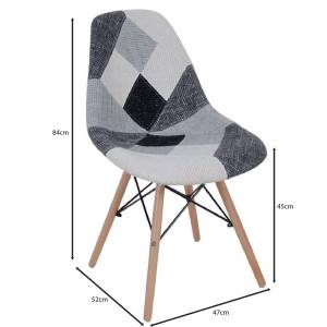 ART Wood Καρέκλα Τραπεζαρίας, Πόδια Οξιά, Κάθισμα PP με Ύφασμα Patchwork Black & White Ε-00017933 ΕΜ123,81 (ΣΕΤ ΤΩΝ 4)