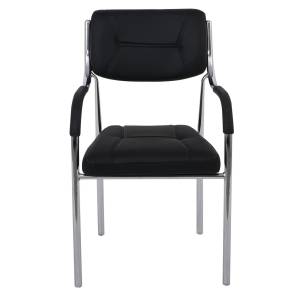ALPHA Πολυθρόνα Γραφείου Επισκέπτη, Χρώμιο, Pu Μαύρο Ε-00010430 ΕΟ552