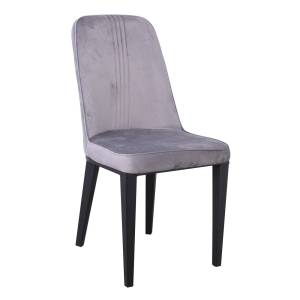 CASTER Καρέκλα Τραπεζαρίας Κουζίνας, Μέταλλο Βαφή Μαύρο Ύφασμα Velure Γκρι Ε-00024458 ΕΜ157,5V (ΣΕΤ ΤΩΝ 6)