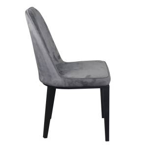 CASTER Καρέκλα Τραπεζαρίας Κουζίνας, Μέταλλο Βαφή Μαύρο Ύφασμα Velure Γκρι Ε-00024458 ΕΜ157,5V (ΣΕΤ ΤΩΝ 6)