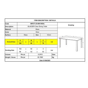GLASSER Τραπέζι - Γραφείο Διάφανο Γυαλί 12mm Ε-00014934 ΕΜ727