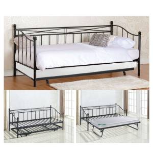 MARIN Daybed Κρεβάτι (90x190) + Βοηθητικό Κρεβάτι (85x185) Μέταλλο Βαφή Μαύρο Ε-00018986 Ε8043,1