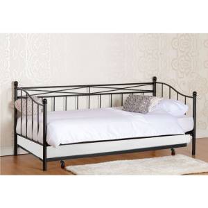 MARIN Set: Daybed με Στρώμα 90x190 + Βοηθητικό Κρεβάτι με Στρώμα 85x185 Μέταλλο Μαύρο Ε-00023059 Ε8043,1S