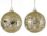 Γυάλινη μπάλλα ανάγλυφο χρυσό/ασημι 2σχ. 10cm KA860