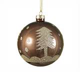 Γυάλινη μπάλλα περλέ καφέ, σχ.έλατο,8cm BL207