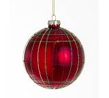 Γυάλινη μπάλλα πολύχρωμες καρώ ρίγες 8cm BL282