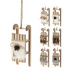 Ξύλινο στολίδι έλκηθρο με γούνα, 6σχ.,20cm XM388