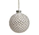 Γυάλινη μπάλλα αναγλ.ρόμβοι, εκρού/χρυσή,8cm BL348