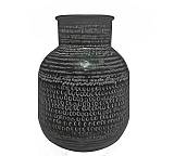 Σφυρήλατο βάζο αλουμινίου κύλινδρος,μαύρο 31x38cm KS120