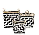 Σετ/3 καλάθια Bamboo Λευκό/Μαύρο γεωμετρ.σχ.,26/32/37cm VT127