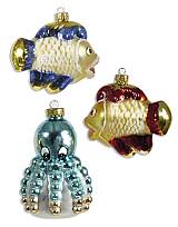 Χριστουγεννιάτικα Στολίδια Γυάλινα Ψαράκια 3 σχέδια LW595