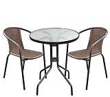BALENO Set Κήπου - Βεράντας: Τραπέζι + 2 Πολυθρόνες Μέταλλο Καφέ - Wicker Brown Ε-00016311 Ε240