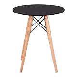 ART Wood Tραπέζι, Πόδια Οξιά Φυσικό, Επιφάνεια MDF Μαύρο Ε-00015753 Ε7082,2