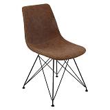 PANTON Καρέκλα Μέταλλο Βαφή Μαύρο, PU Vintage Brown Ε-00019522 ΕΜ777,2 (ΣΕΤ ΤΩΝ 4)