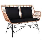 SALSA Living Καναπές Κήπου 2Θέσιος, Μέταλλο Βαφή Μαύρο, Wicker Φυσικό, Μαξιλάρια Μαύρο Ε-00023948 Ε285,Κ