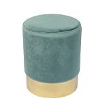 SOL Σκαμπό Βοηθητικό, Χρώμιο Χρυσό, Ύφασμα Velure Απόχρωση Βεραμάν Ε-00021601 Ε7030,2