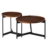 TOSS Set-2 Τραπεζάκια Σαλονιού, Καθιστικού Μέταλλο Βαφή Μαύρο, Απόχρωση Καρυδί Ε-00022878 ΕΜ9609,S